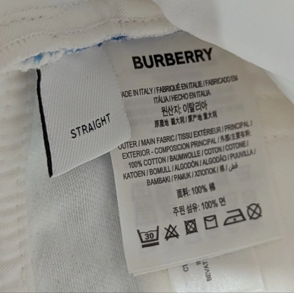 $1550 Mens BURBERRY Mermaid Tail Printed Straight Leg Denim Jeans White 32 - Picture 7 of 8